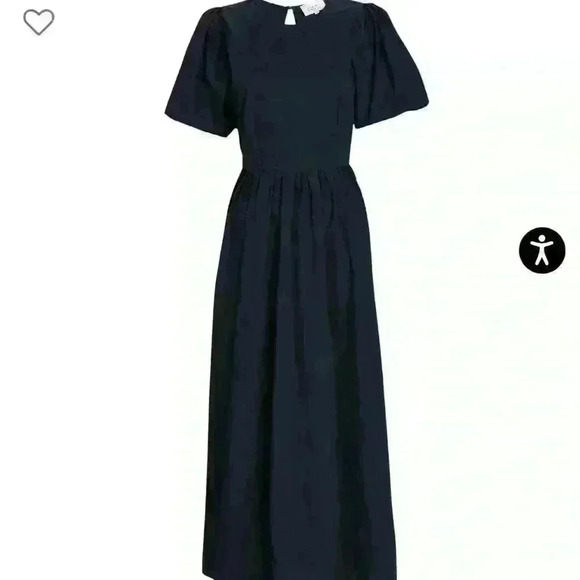 Bird and Knoll Savannah open back navy poplin midi dress - Picture 4 of 13